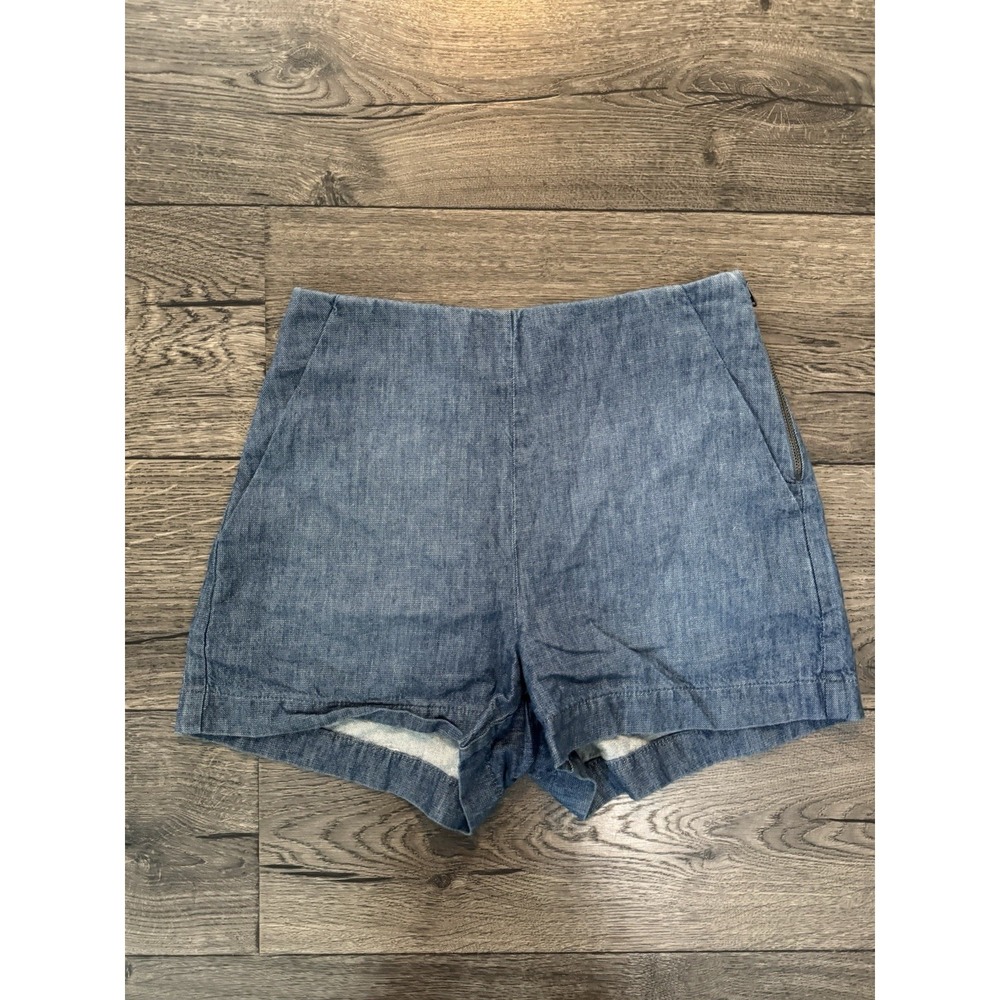Sanctuary Shorts Womens Size 26 Blue Chambray High Rise Pull On Pockets USA Made